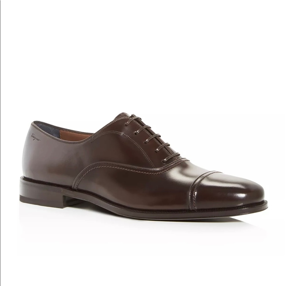 NEW Salvatore Ferragamo Mens Cap-Toe Lace Up Oxford Loafers (Size 9)